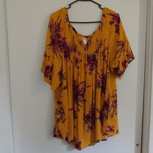 Mustard Floral Blouse